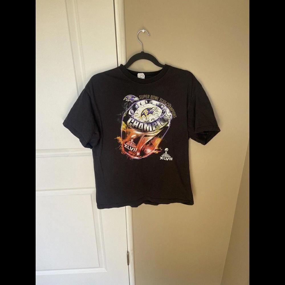 Baltimore Ravens Super Bowl Champion Y2K Graphic Print T-shirt Short Sleeve